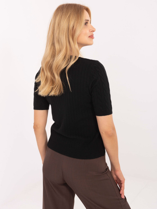 Stylischer schwarzer Pullover mit kurzen Ärmeln