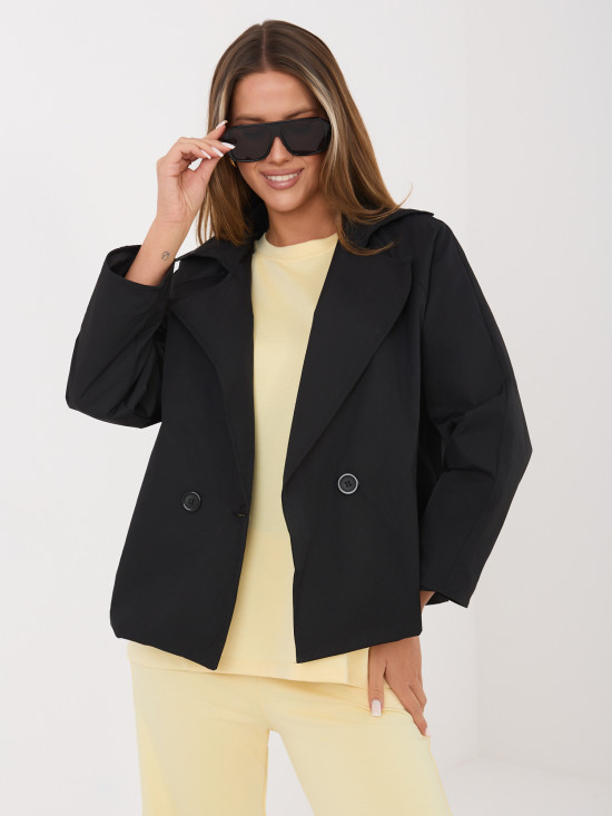 Kurzer Übergangsmantel mit 3/4-Ärmeln, schwarz