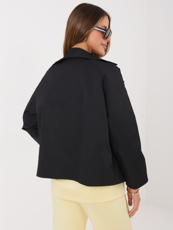 Kurzer Übergangsmantel mit 3/4-Ärmeln, schwarz