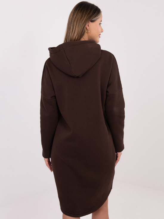 Langer brauner Kapuzenpullover mit Reißverschluss