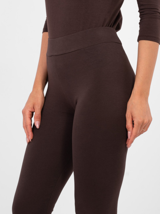 Braune Baumwoll-Leggings mit schmalem Bein