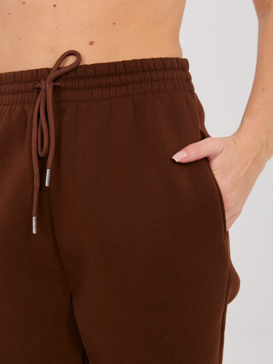 Damen-Sweatpants mit hohem Bund, braun