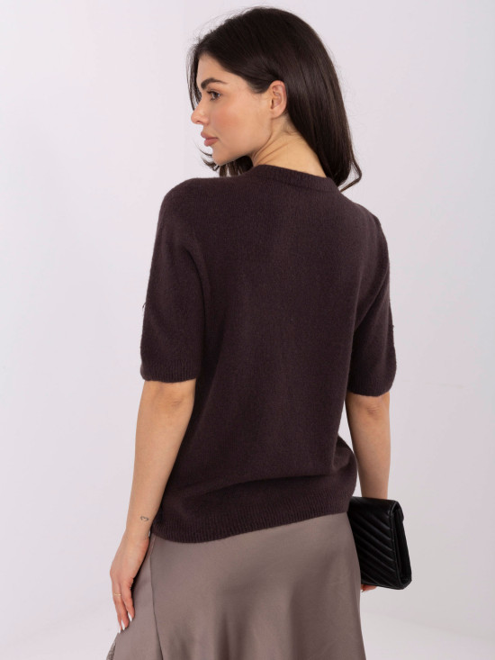 Kurzer brauner Pullover aus Baby-Alpaka