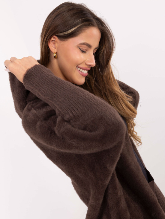 Damen Übergangsmantel mit Kapuze in Braun