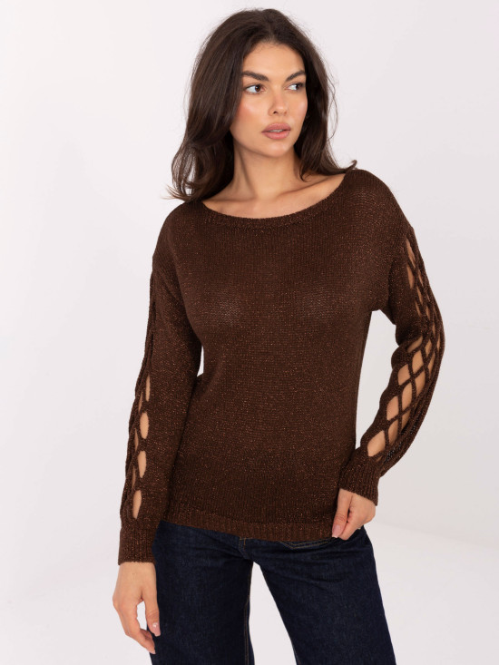 Eleganter brauner Pullover mit Rundhalsausschnitt