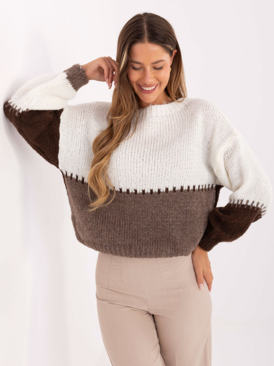Braun gestreifter Pullover