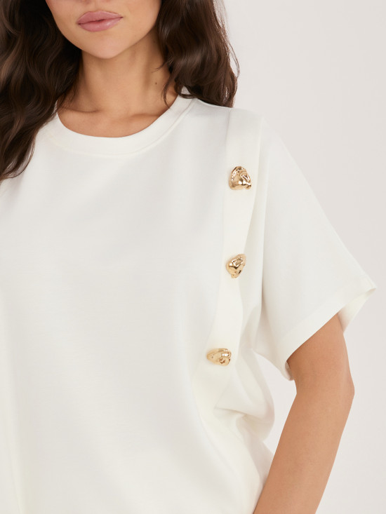 Elegantes Set Bluse und Hose ecru