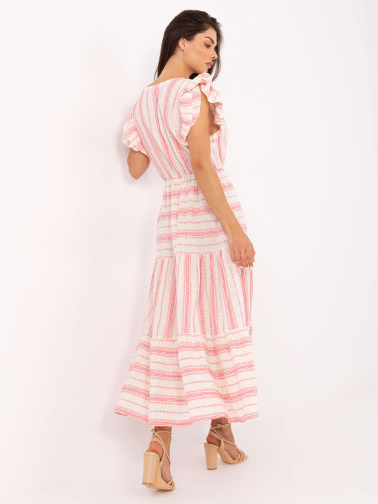 Weiß-rosa ausgestellte Kleider