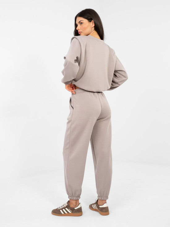 Damen-Set in Beige mit Bindung und langen Ärmeln