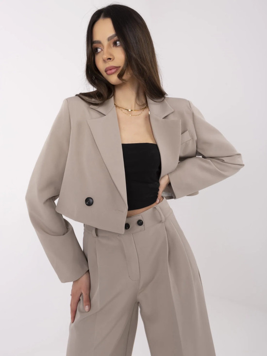 Damen-Komplettset in Beige mit Blazer und weiter Hose