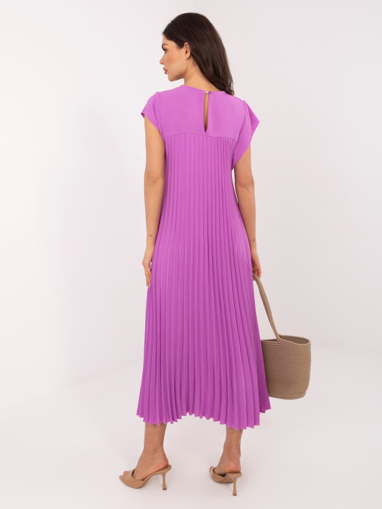 Lila Midi-Cocktailkleid mit Taschen