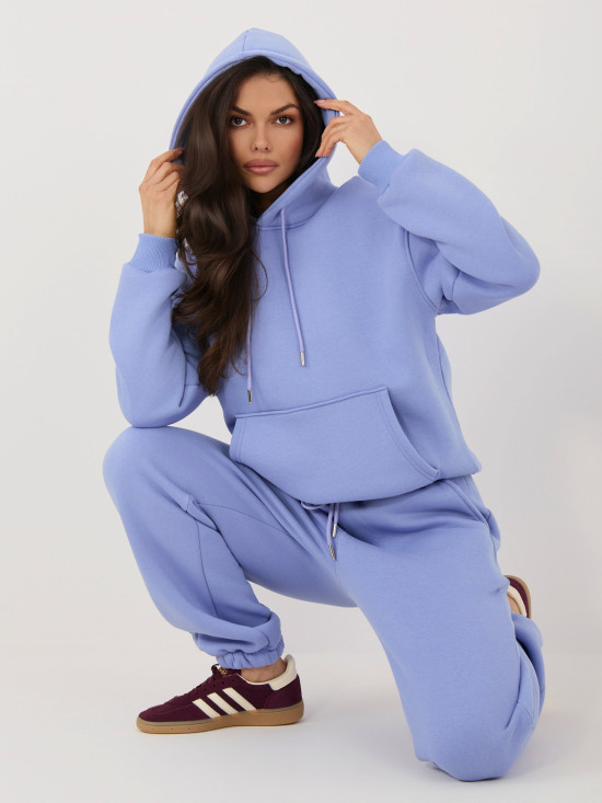 Lila Damen-Set mit Kapuze und langen Ärmeln