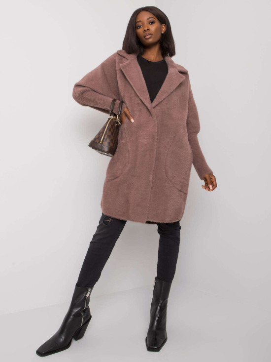Lila Alpaka Fluffy Mantel