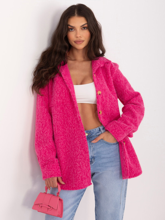 Modische fuchsiafarbene Übergangsjacke mit Kragen