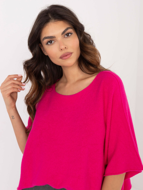 Eleganter fuchsiafarbener Pullover mit 3/4-Ärmeln
