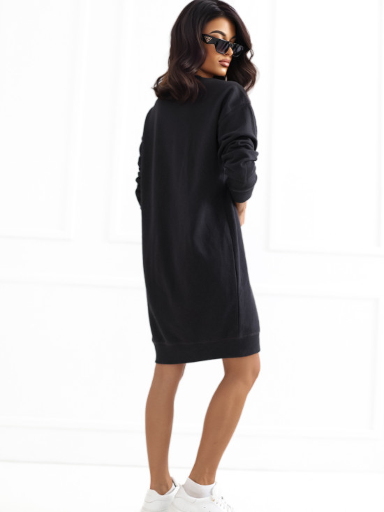Grafitfarbenes Oversize-Kleid mit langen Ärmeln