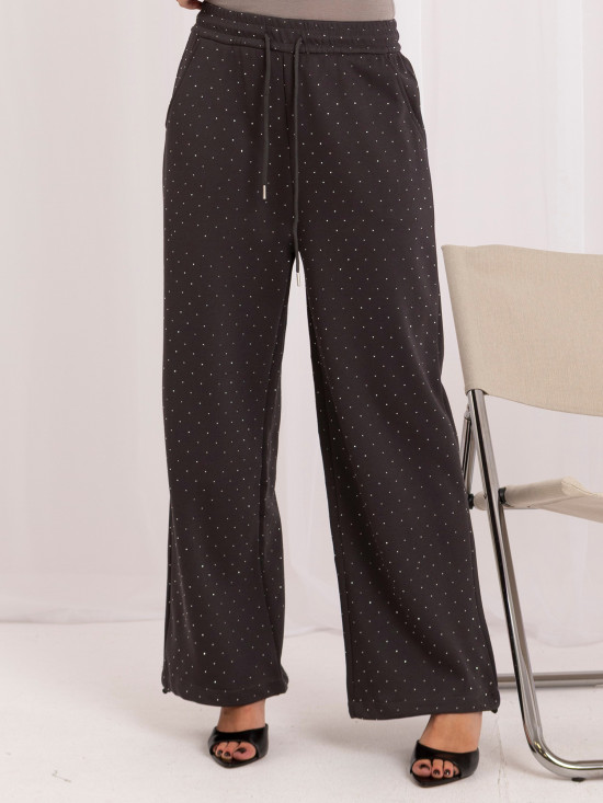 Grafitfarbene weite Sweatpants mit Applikation