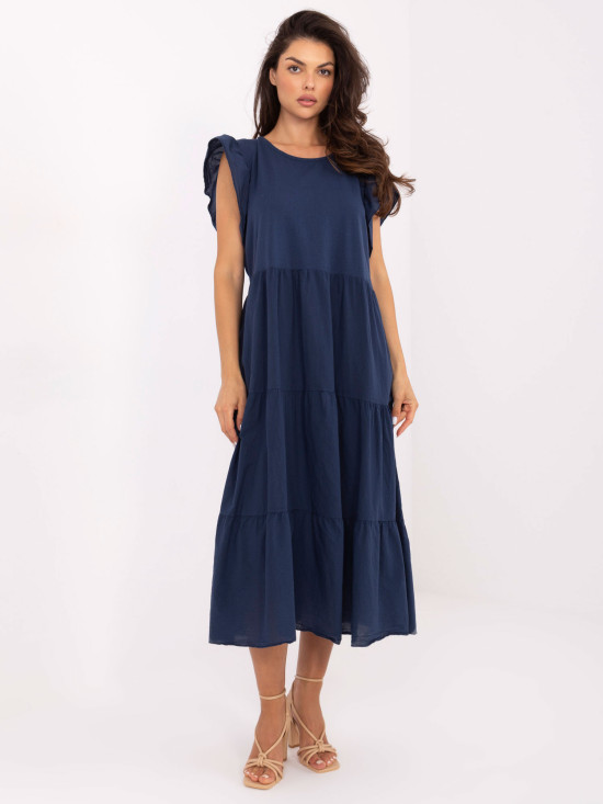 Oversize blaues Kleid mit Volant