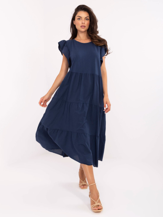 Oversize blaues Kleid mit Volant