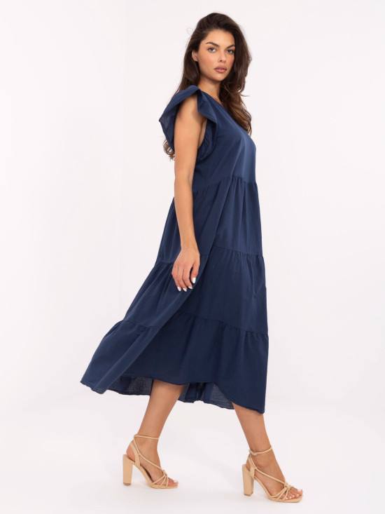 Oversize blaues Kleid mit Volant