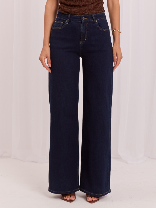 Damen-Jeans mit weitem Bein und hohem Bund