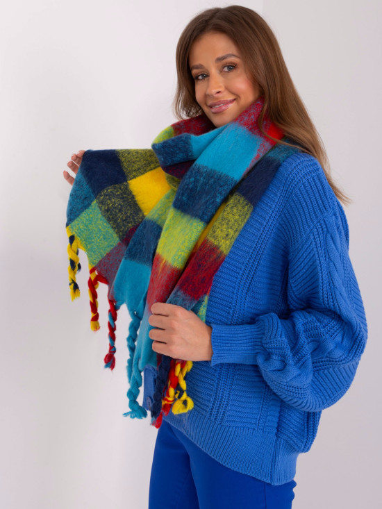 Eleganter blauer Schal mit Fransen