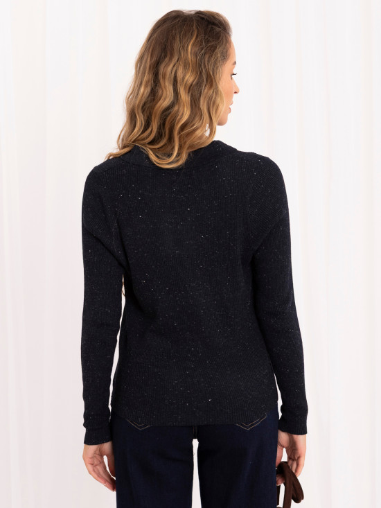 Eleganter dunkelblauer Polo-Pullover mit Kragen