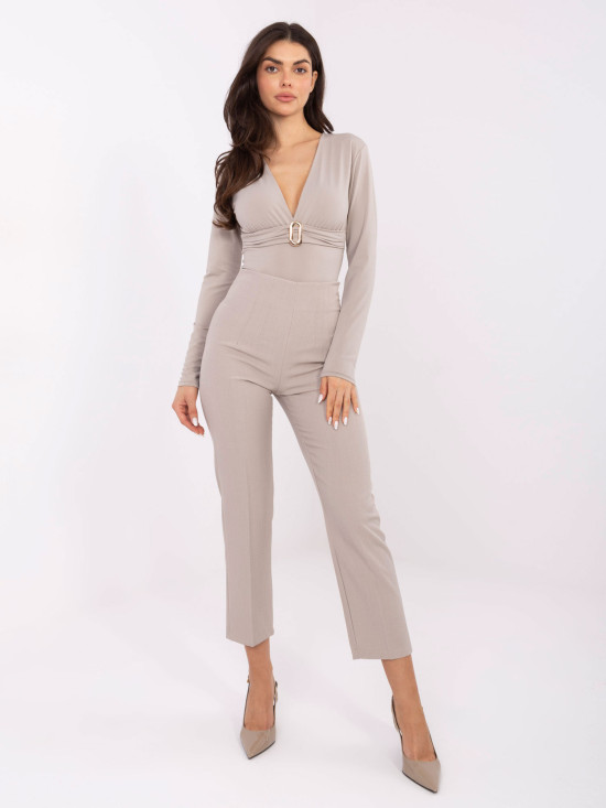 Elegante beigefarbene Zigarettenhose