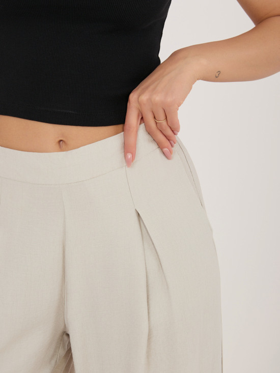 Beige Palazzo-Hose aus Viskose