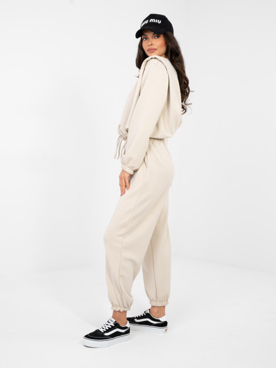 Damen-Set in Beige mit langen Ärmeln und Bindegürtel