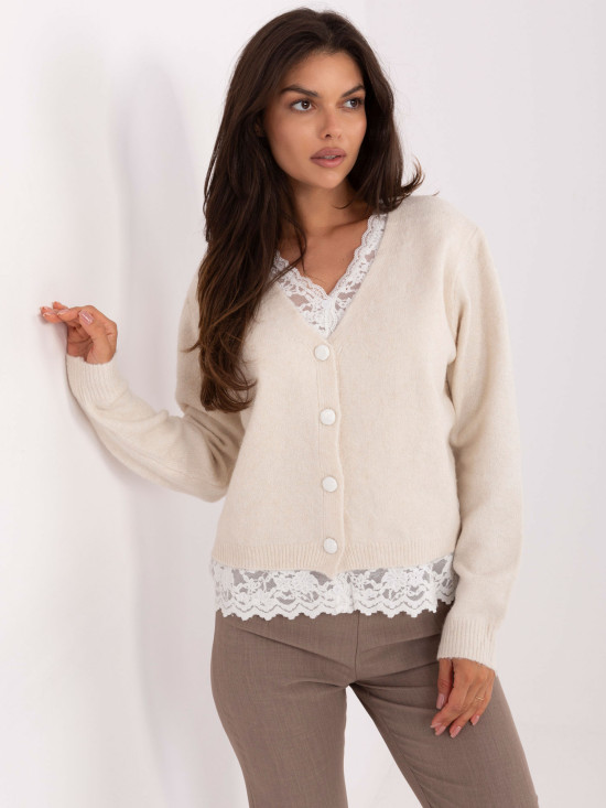 Eleganter beiger Pullover mit langen Ärmeln