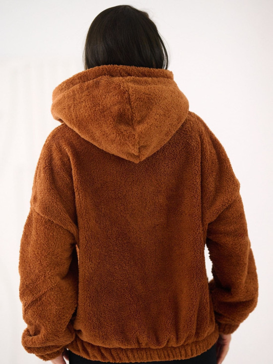 Beiger Kapuzenpullover mit Tasche