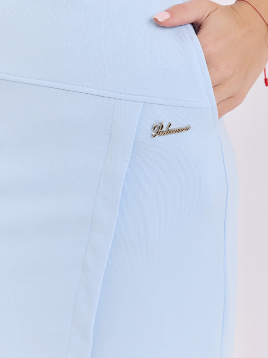Hellblauer Midi-Rock aus Baumwolle mit Taschen