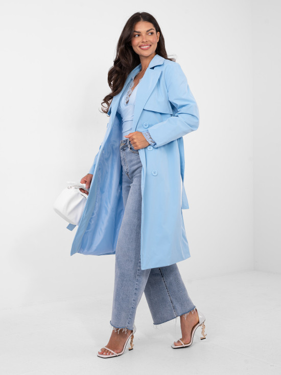 Damen-Trenchcoat in Hellblau mit Gürtel
