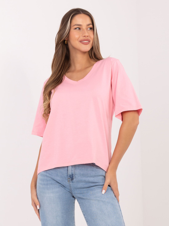 Damen-T-Shirt in Rosa mit V-Ausschnitt