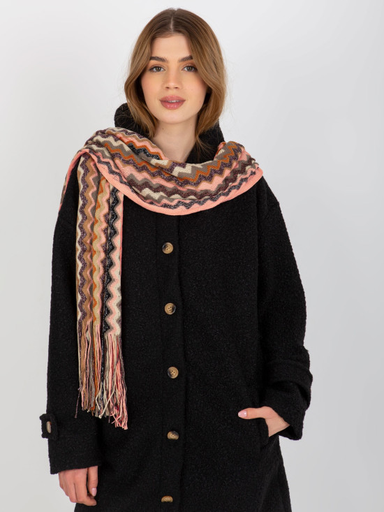 Heller rosa gemusterter Schal mit glänzendem Faden