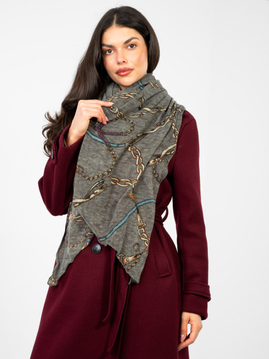 Khaki Schal mit Print
