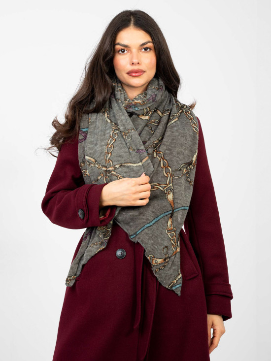 Khaki Schal mit Print