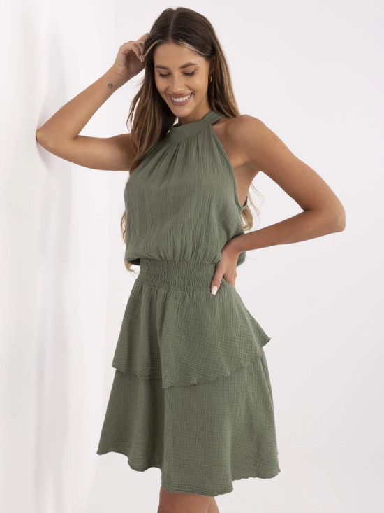 Sommerkleid mit Volants in Khaki