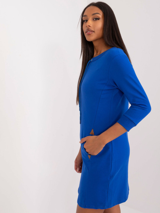 Kobaltblaues Minikleid mit 3/4-Ärmeln