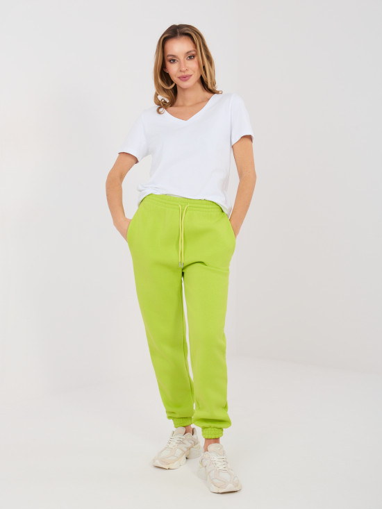 Damen-Jogginghose in Limettengrün mit hohem Bund