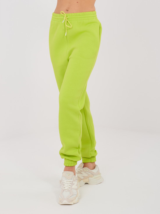 Damen-Jogginghose in Limettengrün mit hohem Bund