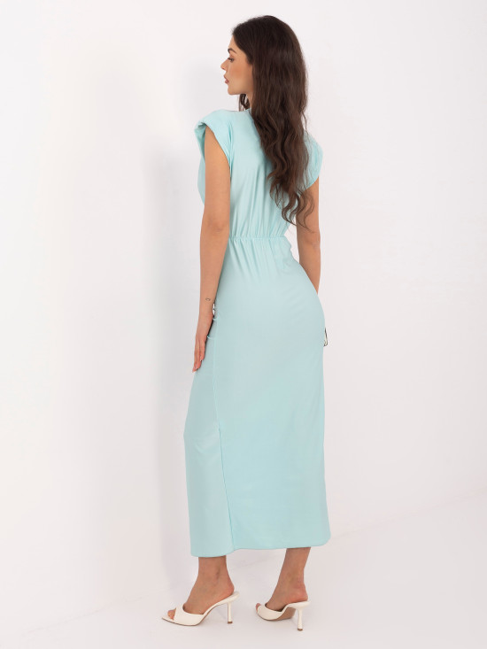 Elegantes Midi-Kleid in Mint mit Wickelausschnitt