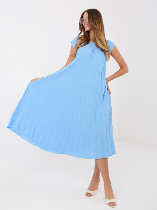 Blaues ärmelloses Cocktail-Midikleid