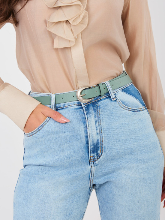 Damen Mom Jeans mit hohem Bund und Gürtel, blau