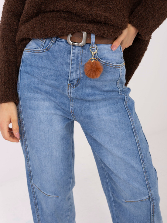 Damen-Balloonfit-Jeans mit hohem Bund, blau