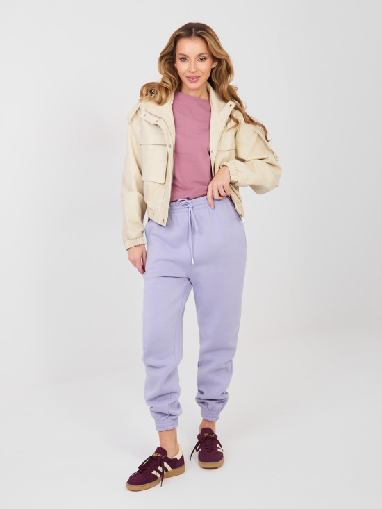 Damen-Jogginghose in Flieder mit hohem Bund