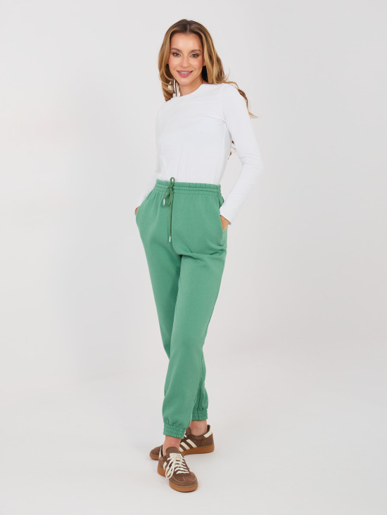 Pistaziengrüne Jogginghose mit hohem Bund