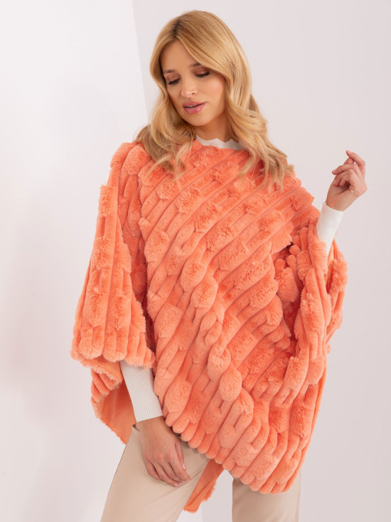 Oranges Poncho mit Futter und kurzen Ärmeln