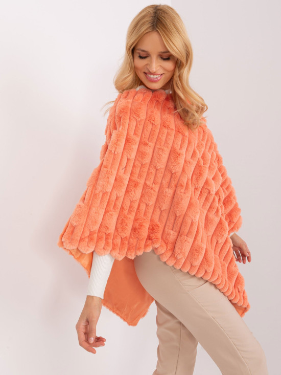 Oranges Poncho mit Futter und kurzen Ärmeln